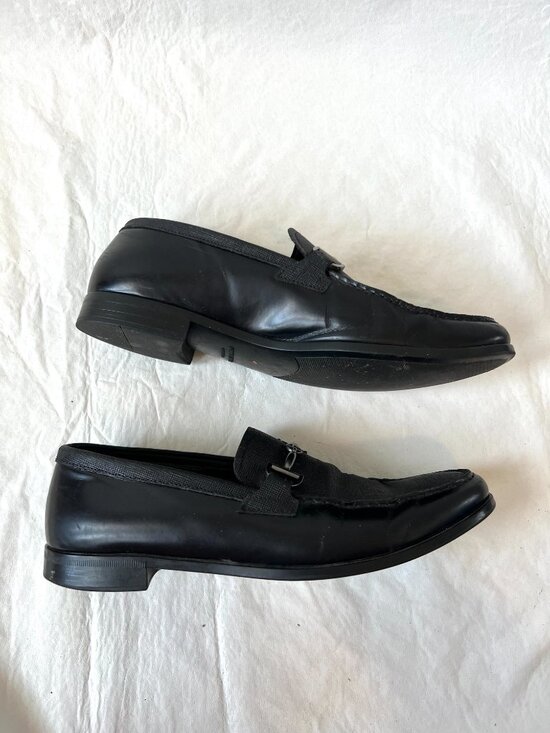 Giorgio Armani loafers black leather textured horsebit UK 8 US 9 slip on shoes main image 10